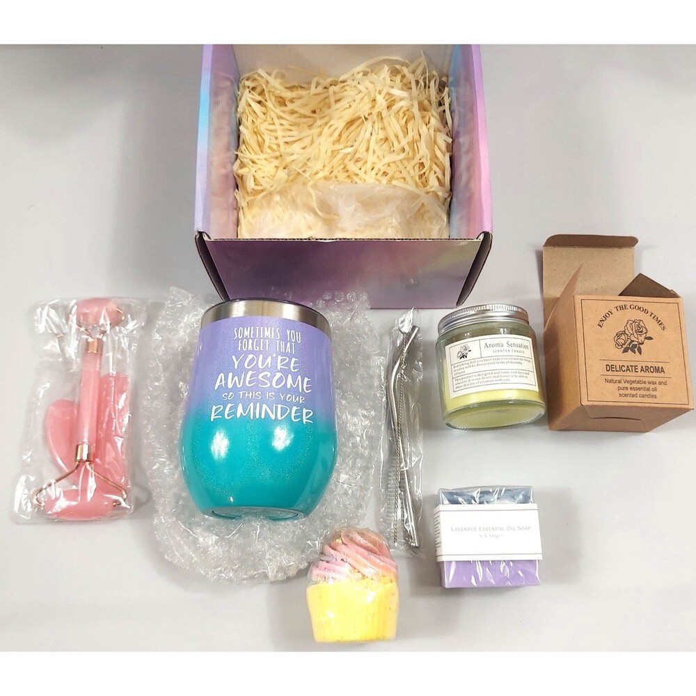 Gifts for Women Birthday Box Get Well Soon Tumbler Straw Bath Bomb Candle Soap